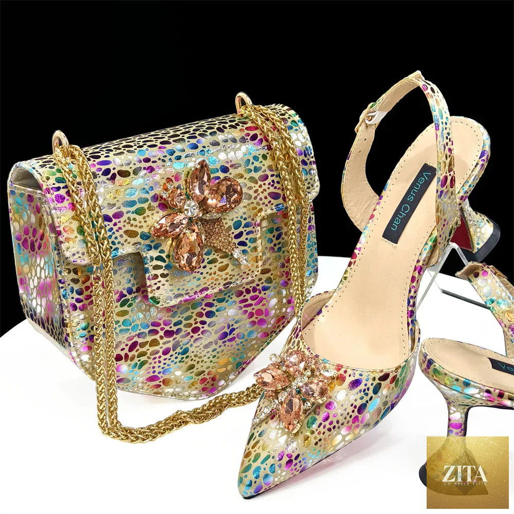 Luxurious EdleessFashion shoes and bag set, stylish and elegant, featuring sleek design and high-quality materials.