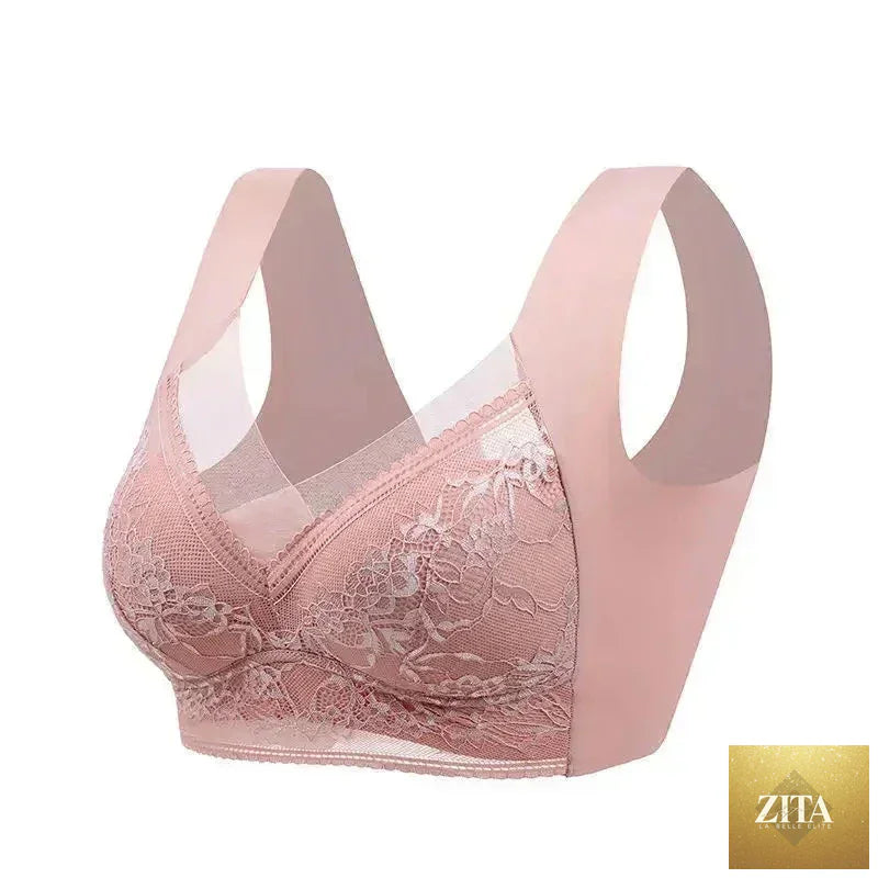 Femstylo L-6L women’s large wireless ice silk bralette with lace, seamless design, plus size summer lingerie top, undergarment.