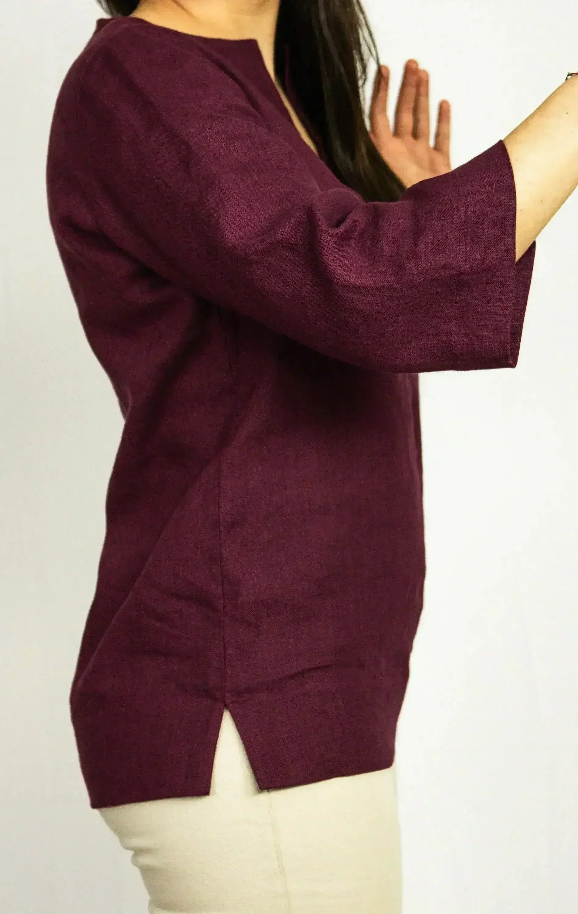 Asphalt Grey Linen Oversize Top – Modern & Comfortable Blouse