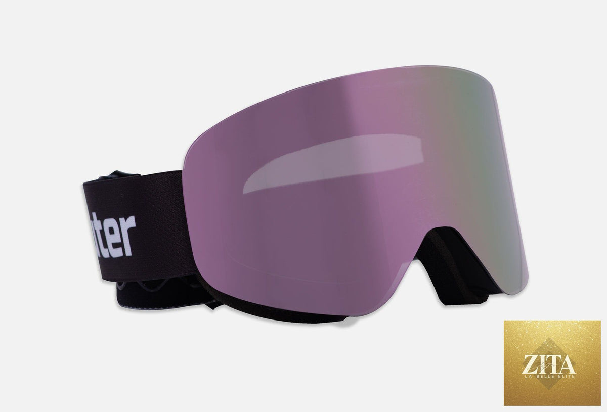 Pink frameless MAG ski and snowboard goggles by Eastern Outer with reflective lenses for winter sports.