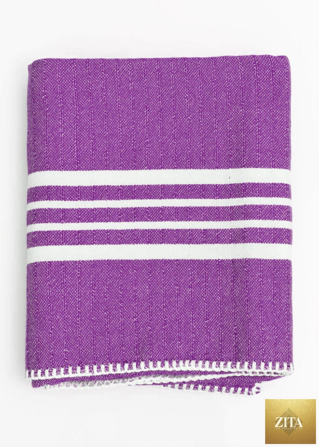 Zita La Belle Elite Turkish towel bundle featuring a classic farmhouse design, soft cotton fabric, without fringe, styled flat.
