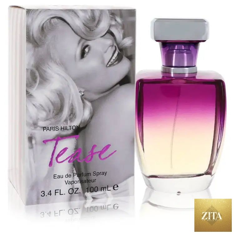 Tease by Paris Hilton perfume for women in a sleek bottle, designed by Gamer Scents, with floral and fruity scent notes.