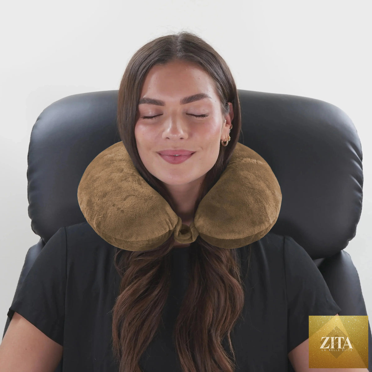 Travel microbeads neck pillow by Travellty, plush and supportive for comfortable travel, shown in a soft fabric with microbead filling.