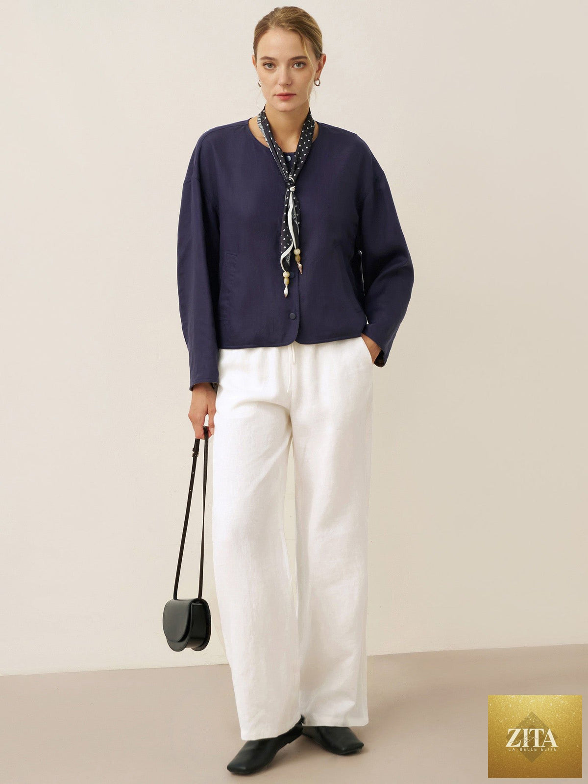 Tencel Linen Reversible Crew Neck Casual Jacket CHLOE