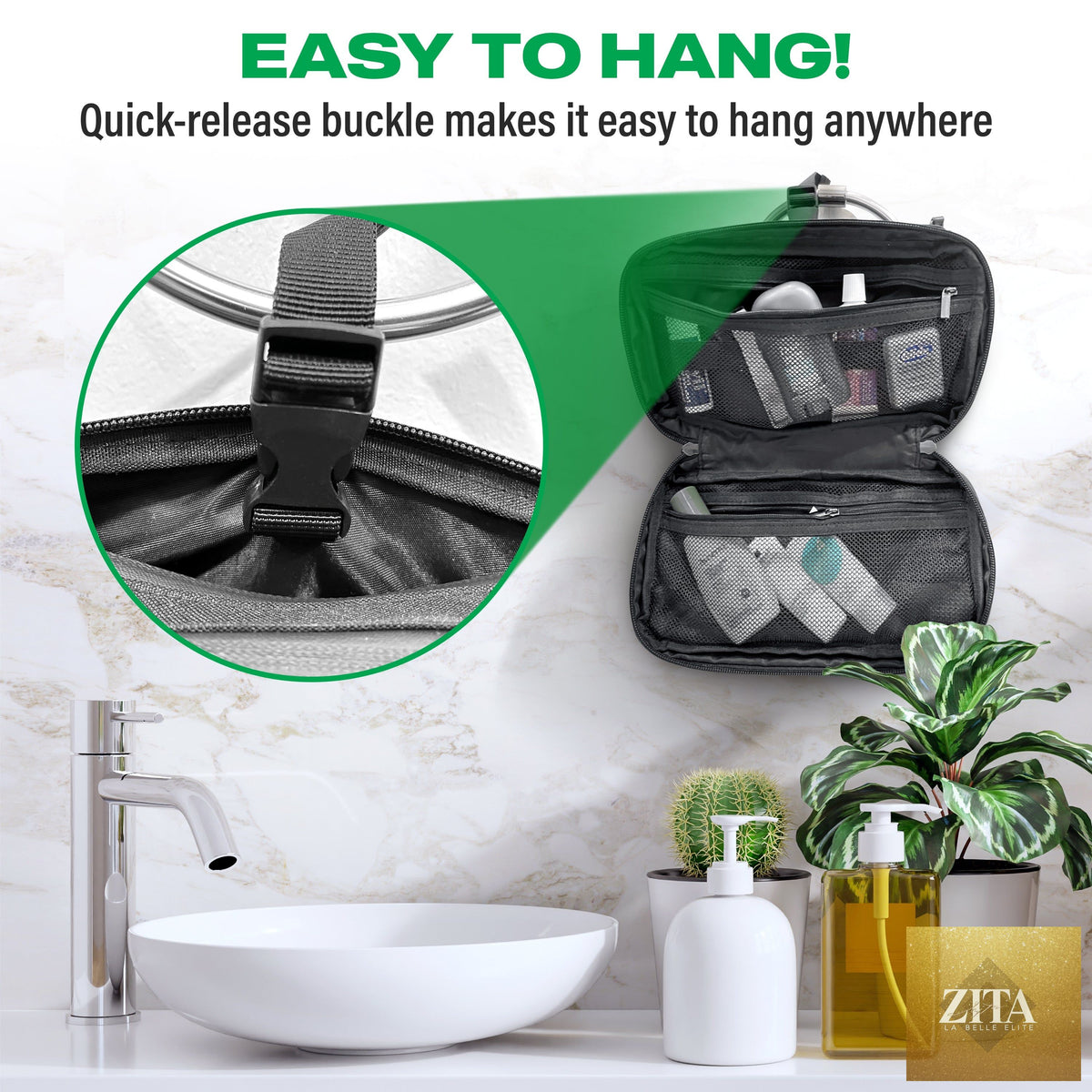 COR Surf compact toiletry travel bag with multiple compartments and zipper closures, ideal for organizing personal accessories.