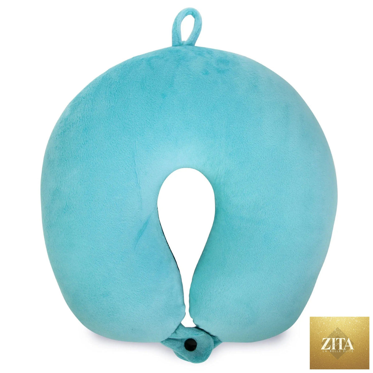 Travellty plush microbeads travel neck pillow in soft fabric, designed for comfort and support during travel.