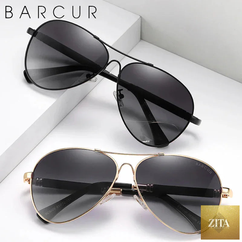 Stevvex BARCUR polarized pilot sunglasses for men with gradient mirror lenses, stainless steel frame, ideal for outdoor activities and driving.