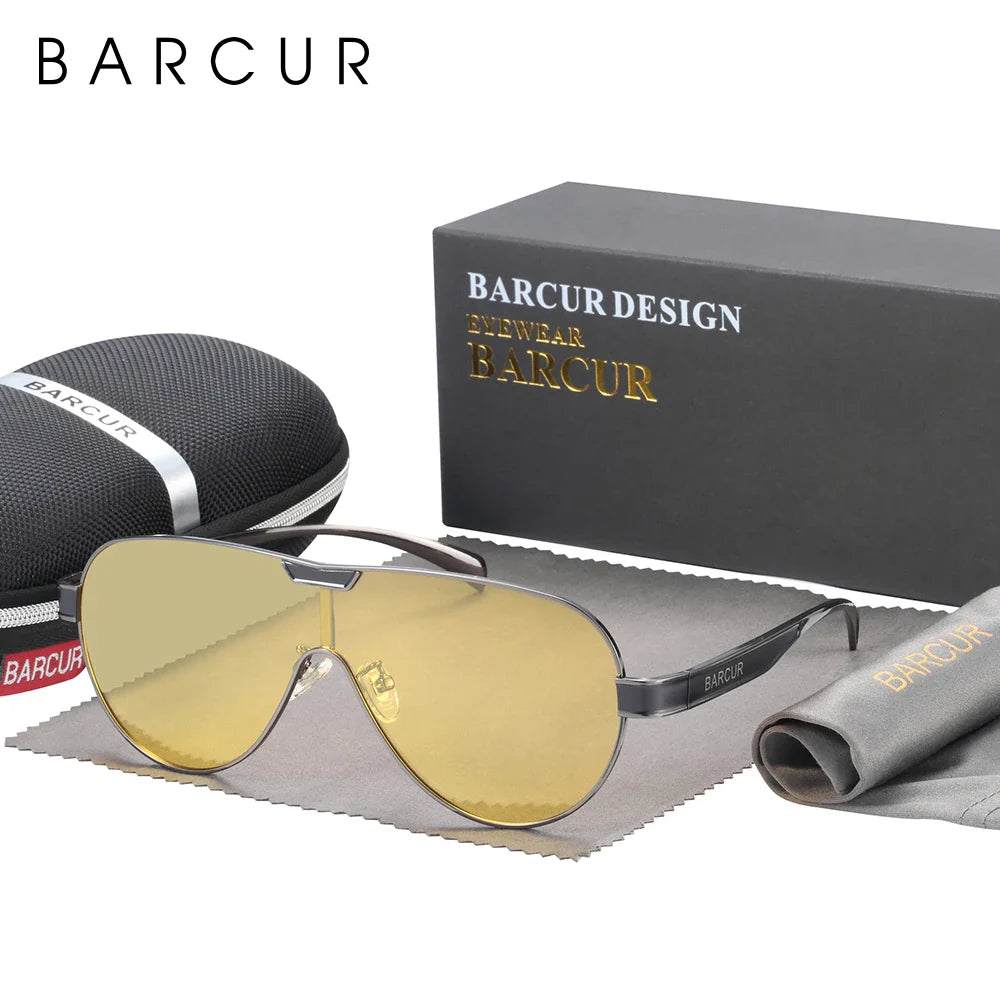 Stevvex BARCUR men's polarized sunglasses with stainless steel frame and UV400 protection, special-shaped eyewear accessory.
