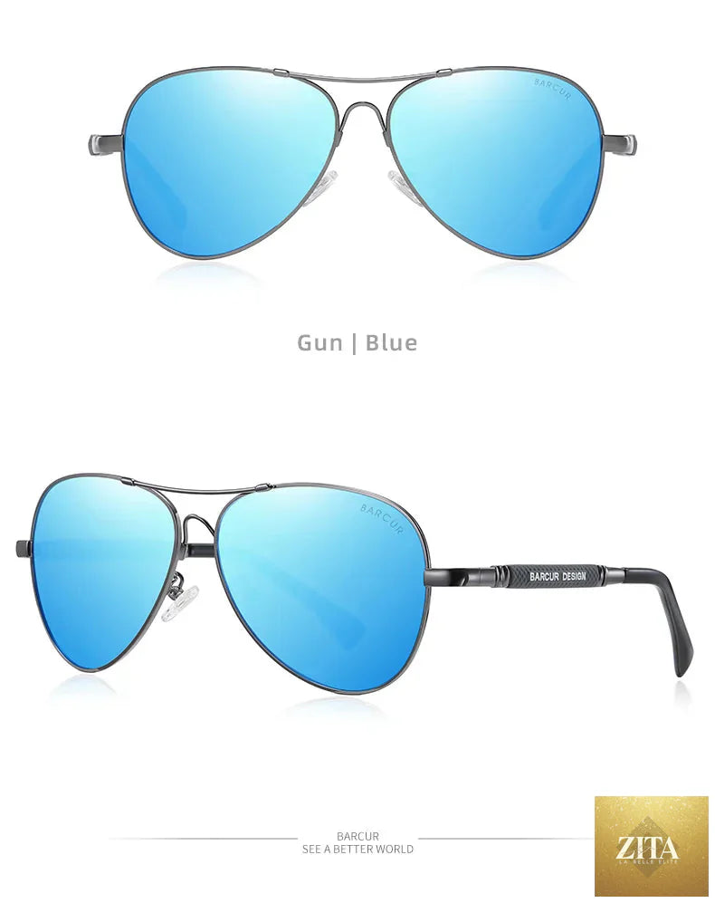 Stevvex BARCUR polarized pilot sunglasses for men with gradient mirror lenses, stainless steel frame, UV400 protection, ideal for outdoor activities