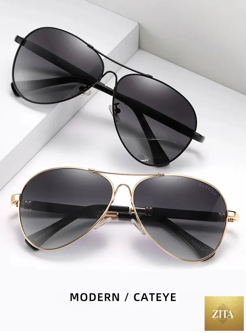 Stevvex BARCUR polarized pilot sunglasses for men with gradient mirror lenses, stainless steel frame, UV400 protection, ideal for outdoor activities.