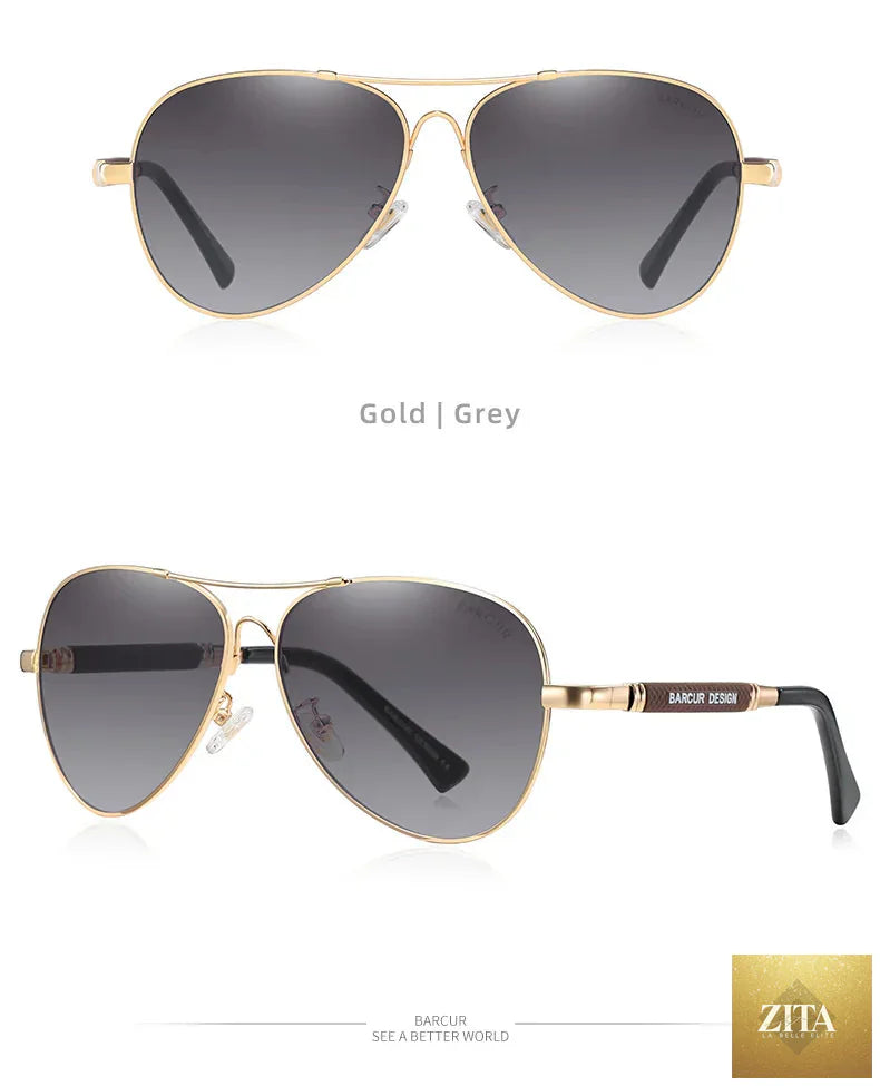 Stevvex BARCUR polarized pilot sunglasses for men with gradient mirror lenses, stainless steel frame, ideal for outdoor activities.