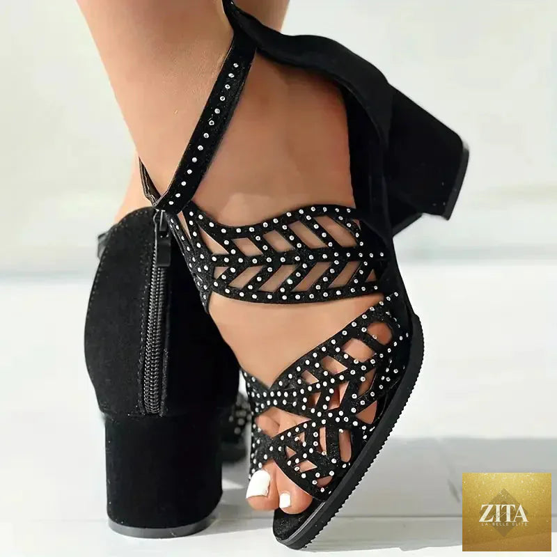 Women's breathable fish mouth sandals with thick heels, stylish and comfortable footwear by Trendy Attic Store01.