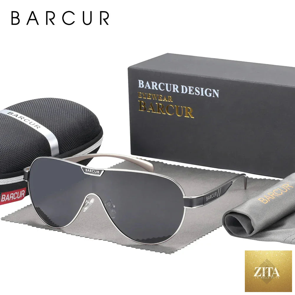 Stevvex men's polarized sunglasses with UV400 protection, stainless steel frame, and unique special-shaped design.