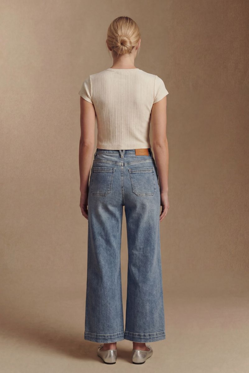 Aurelia Tummy Control High Rise Crop Palazzo Jeans