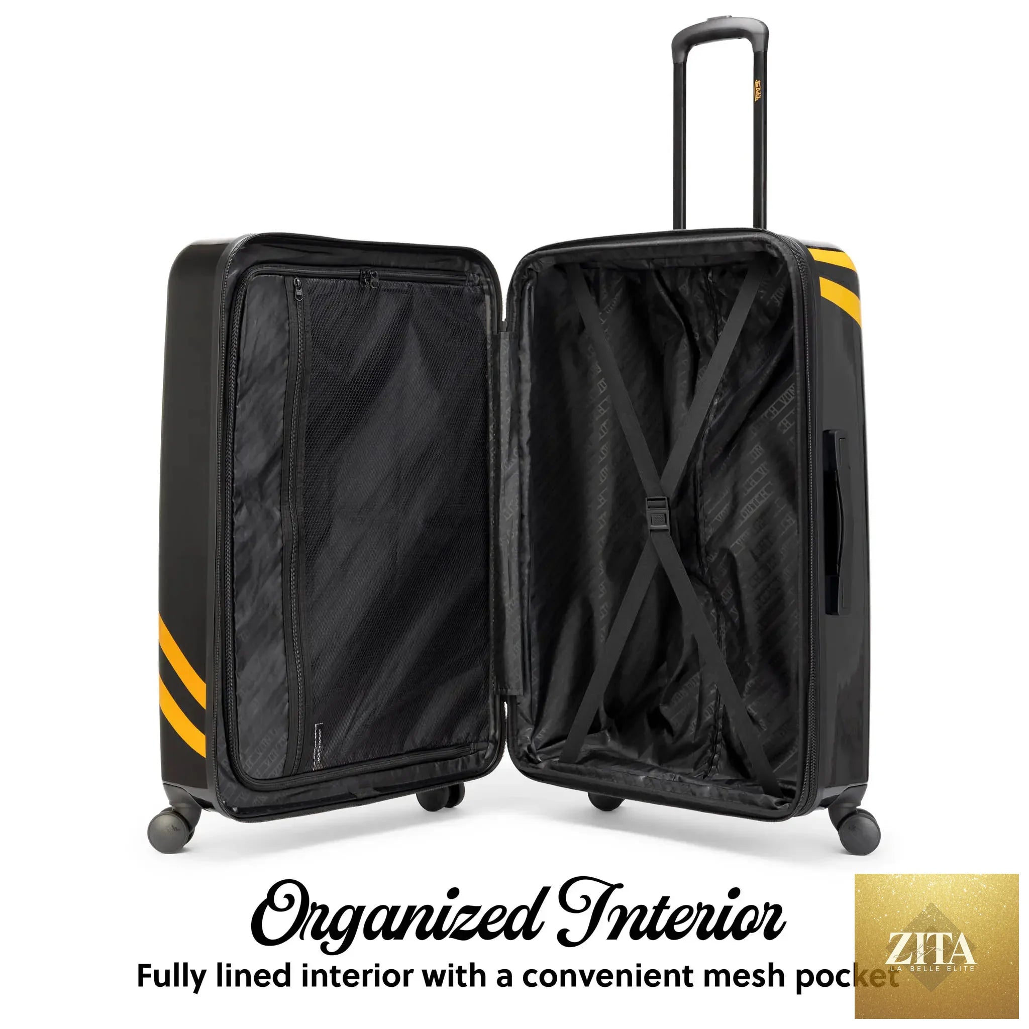Travellty Kustom Kulture 3-piece expandable hardside spinner luggage set with interior compartments and durable design.