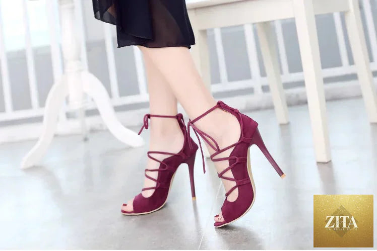 Trendy Attic Store01 women's Roman high heel peep toe sandals with stylish design and open toe detail.