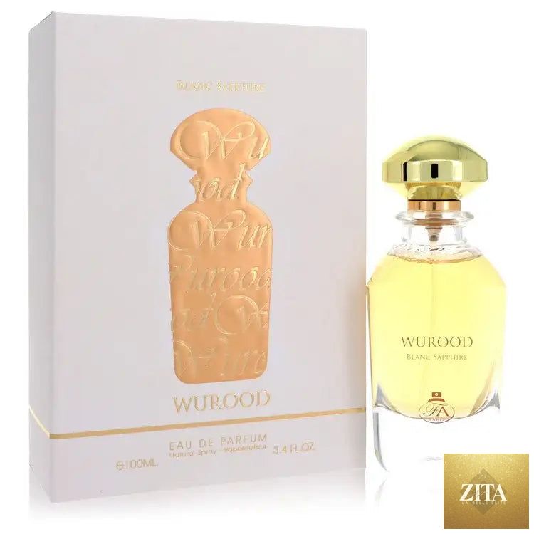 Wurood Blanc Sapphire perfume for women by Gamer Scents, featuring a sleek bottle with a clear glass design and elegant cap.