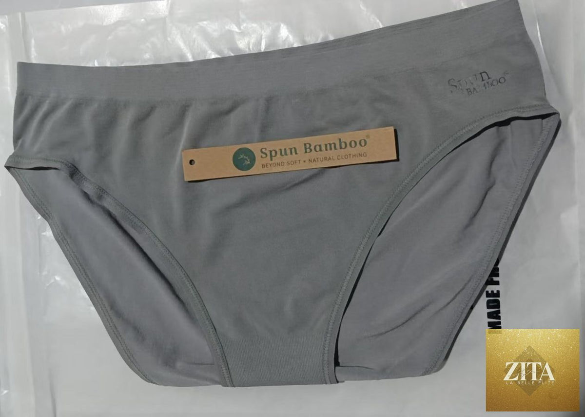 Women's high-leg brief underwear by Spun Bamboo in bamboo and cotton, shown in a natural, comfortable fit.