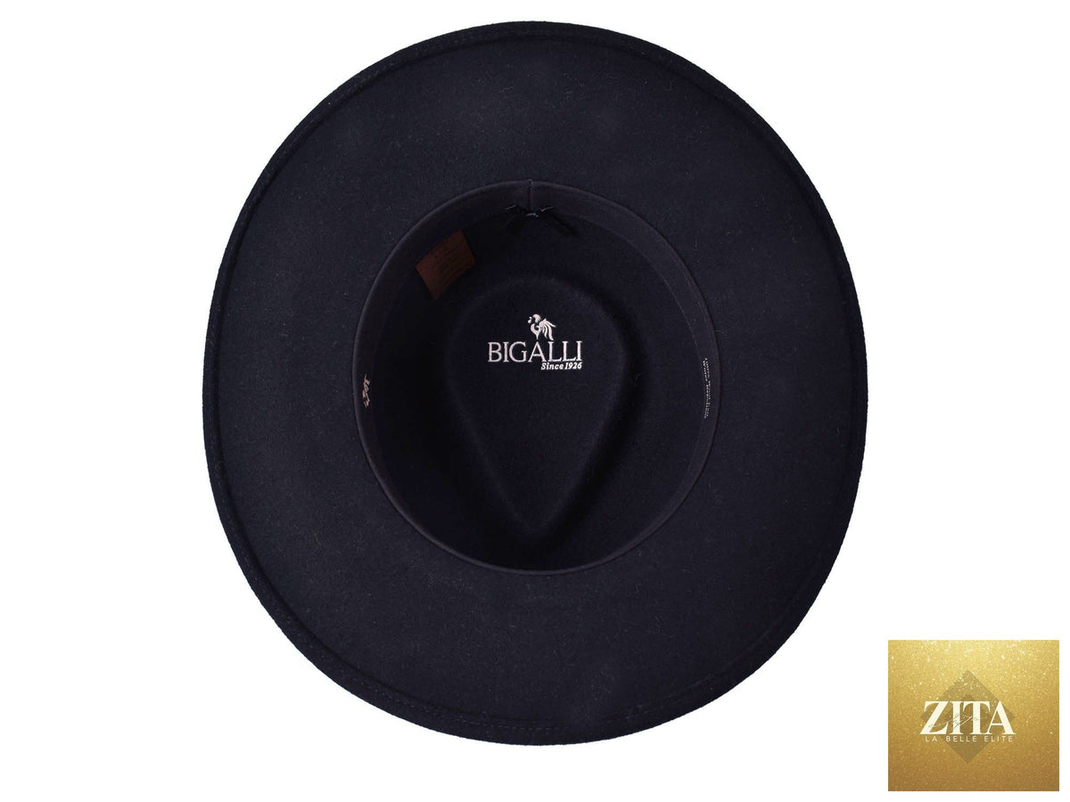 Bigalli Hats USA wool felt fedora hat with a classic wide brim and regal style, perfect for stylish headwear.