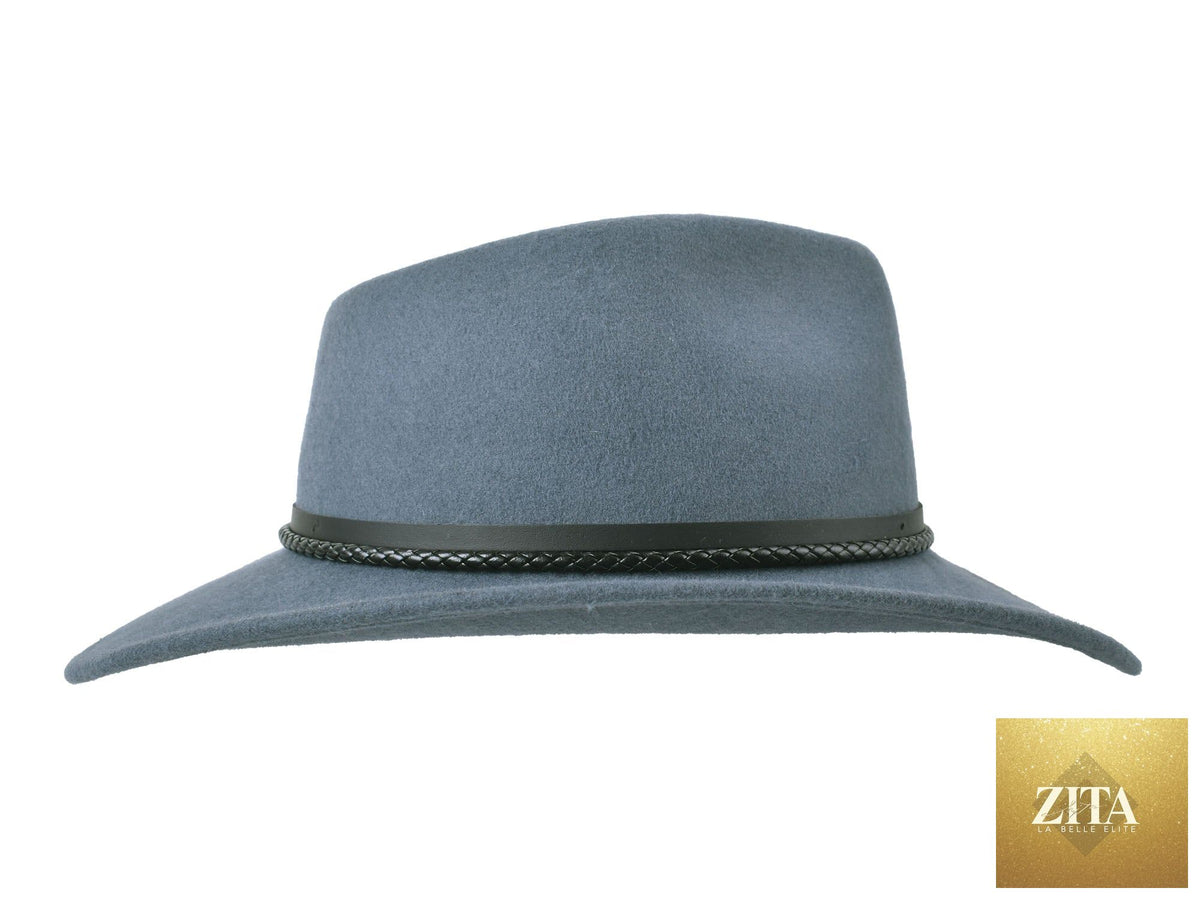 Bigalli Hats USA wool felt fedora with a classic wide brim and regal style, showcasing a sophisticated, timeless design.