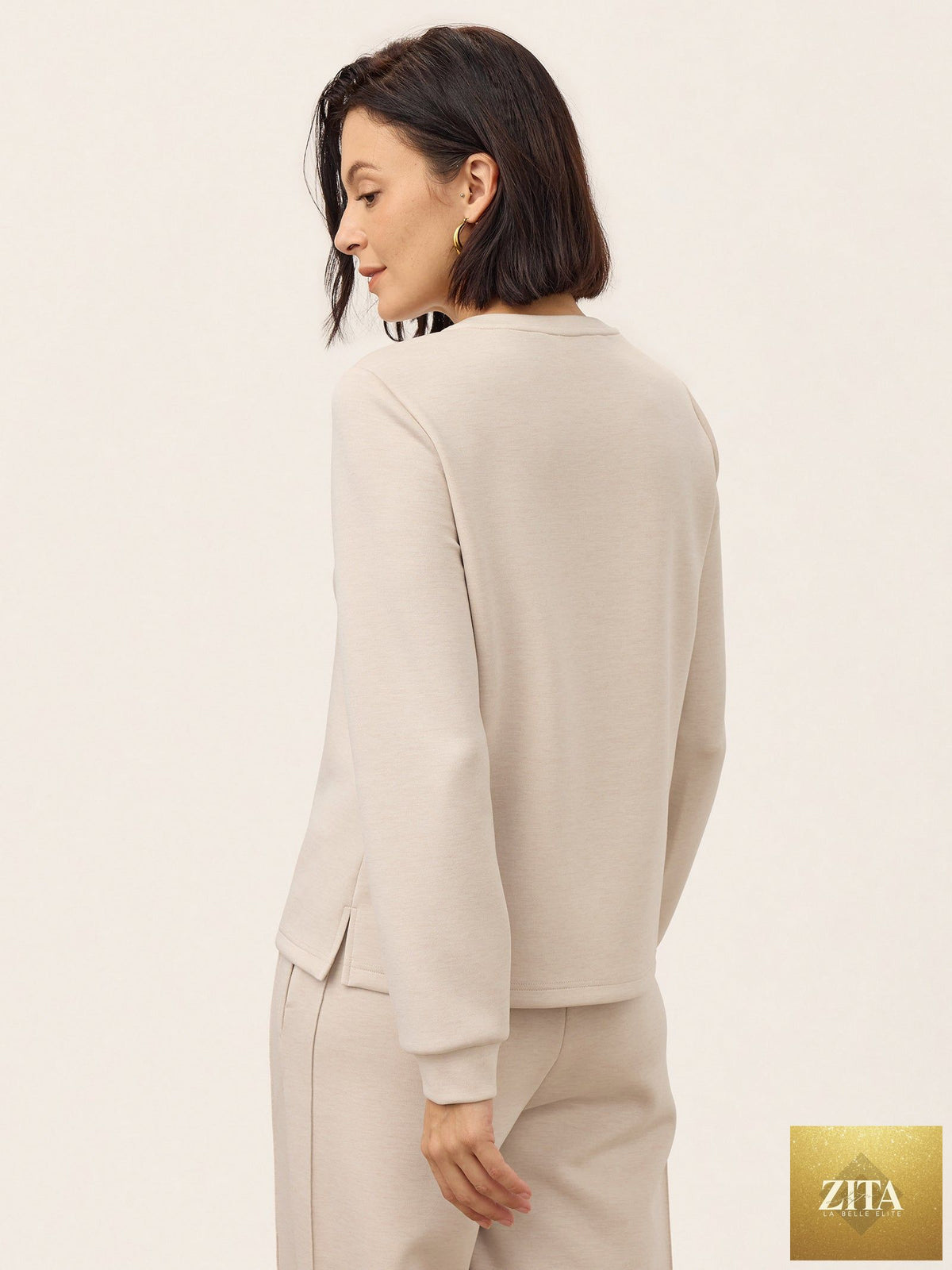 Lyocell Wool Accordion Pleat Long Sleeve Top ORABEL
