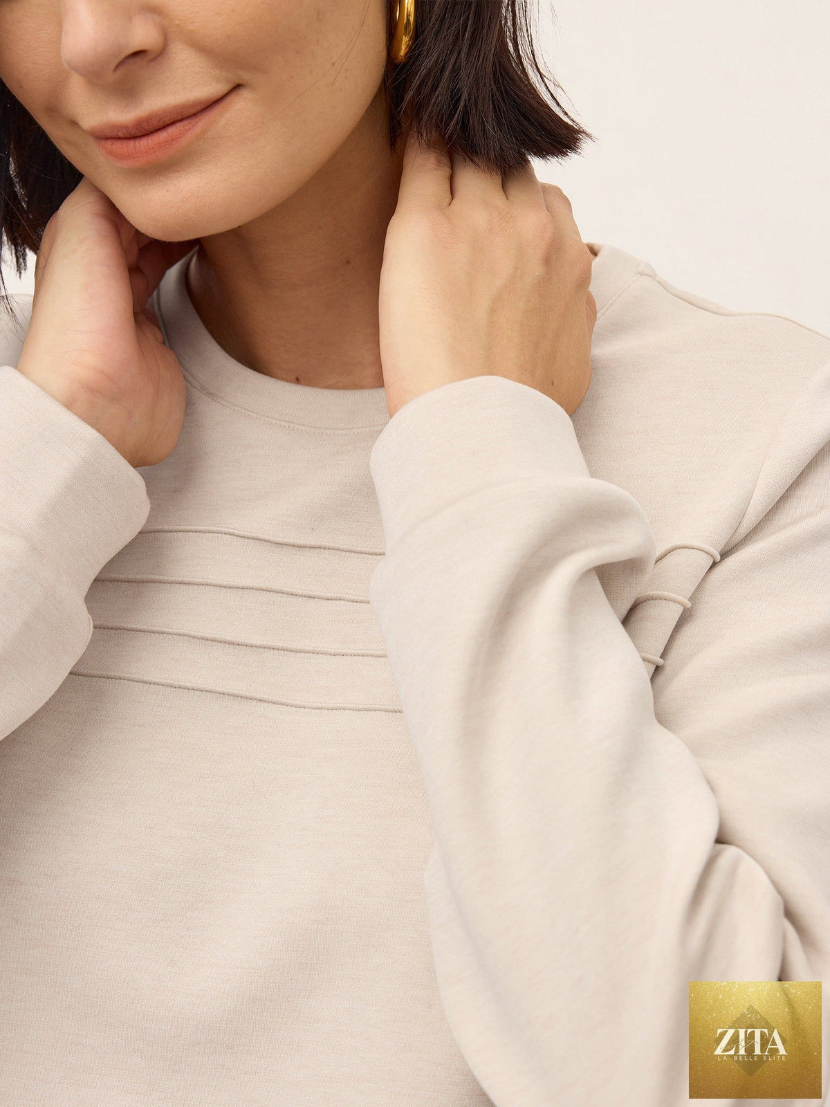 Lyocell Wool Accordion Pleat Long Sleeve Top ORABEL