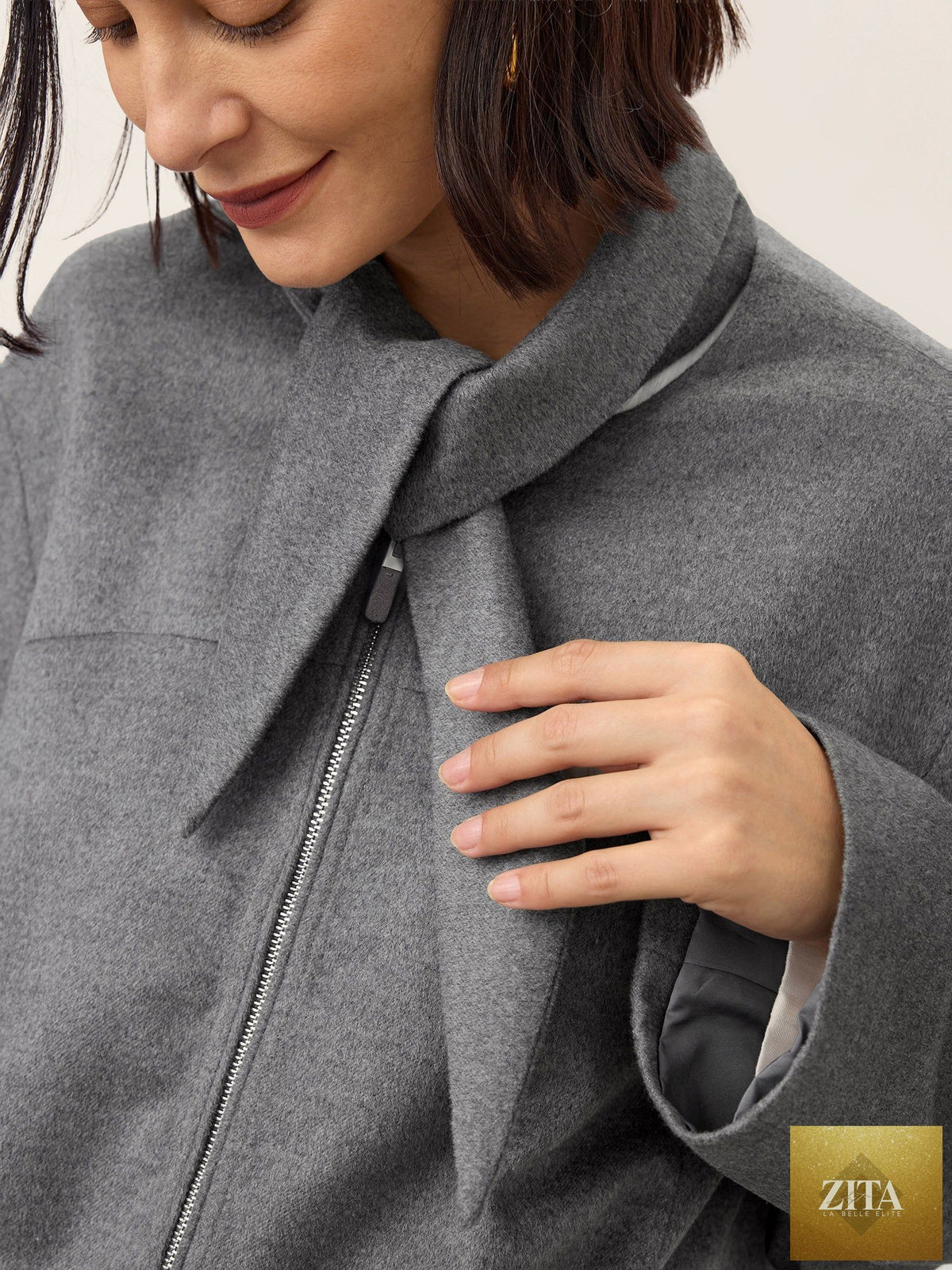 Wool Modular Scarf Collar Jacket MARIELA