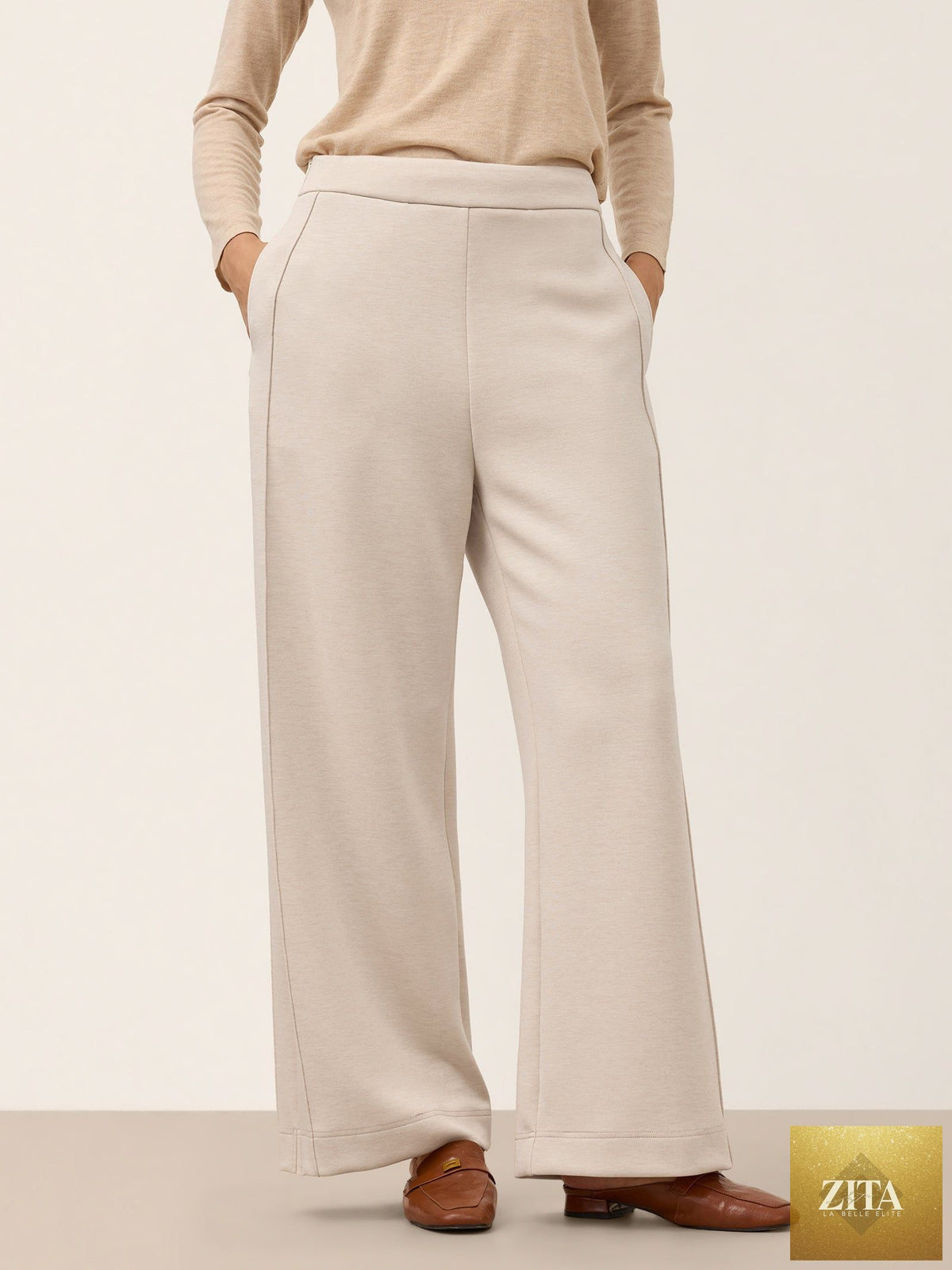 Lyocell Wool Mid Rise Sculpted Seam Straight Leg Pants RAVELLA