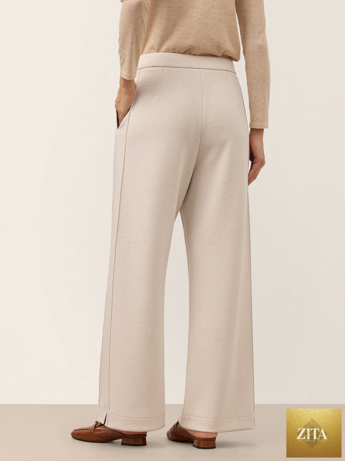 Lyocell Wool Mid Rise Sculpted Seam Straight Leg Pants RAVELLA
