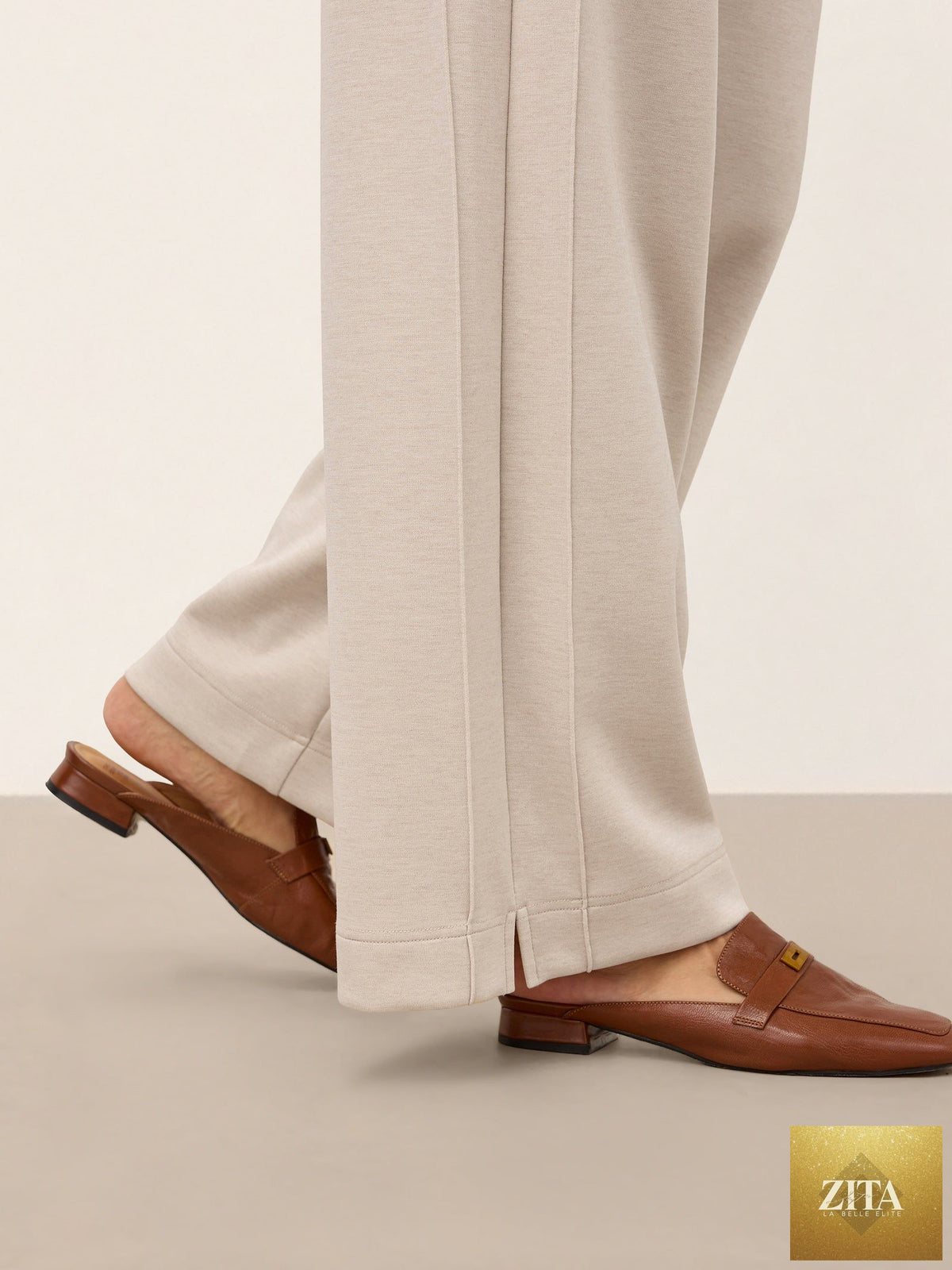 Lyocell Wool Mid Rise Sculpted Seam Straight Leg Pants RAVELLA