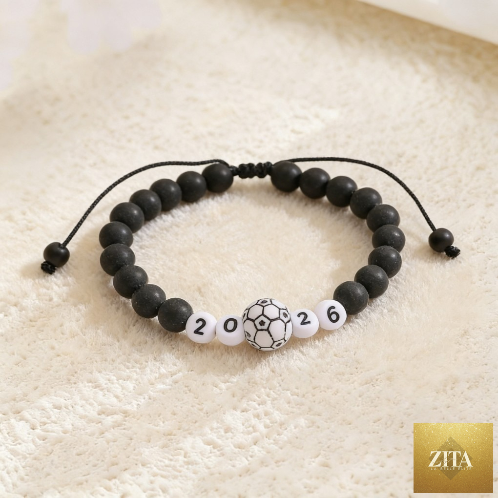 USA-Mexico-Canada World Cup football bracelet with colorful beads and flag charms, showcasing a patriotic sports accessory.