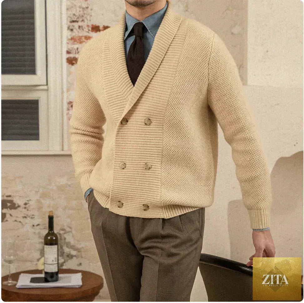 Men's V-neck sweater coat from Trendy Attic Store01, showcasing a cozy knit sweater with a V-shaped neckline and classic fit.