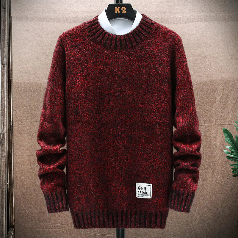 Men's knitted sweater top and bottoming shirt by Trendy Attic Store01, featuring a cozy, stylish knit fabric and casual fit.