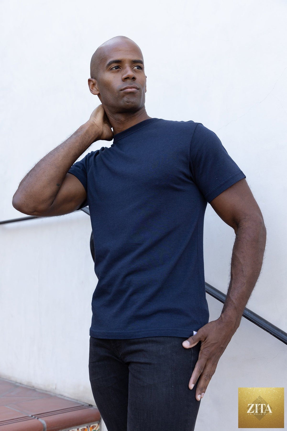 Men's Spun Bamboo bamboo viscose organic cotton short sleeve T-shirt in classic cut, light fabric, and neutral color.