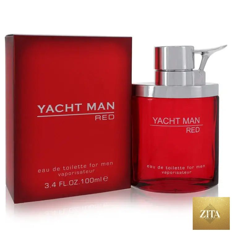 Yacht Man Red cologne for men by Zita La Belle Elite, featuring a sleek bottle design and vibrant red accents.