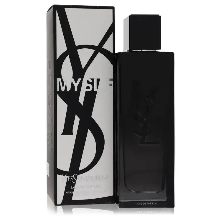 Yves Saint Laurent Myslf cologne for men in a sleek glass bottle with a modern design, displayed against a neutral background.