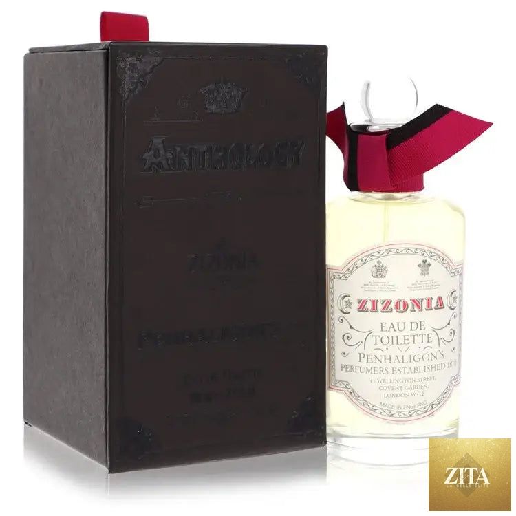Zizonia by Penhaligon's men's cologne bottle with elegant design, showcasing the Zita La Belle Elite branding.