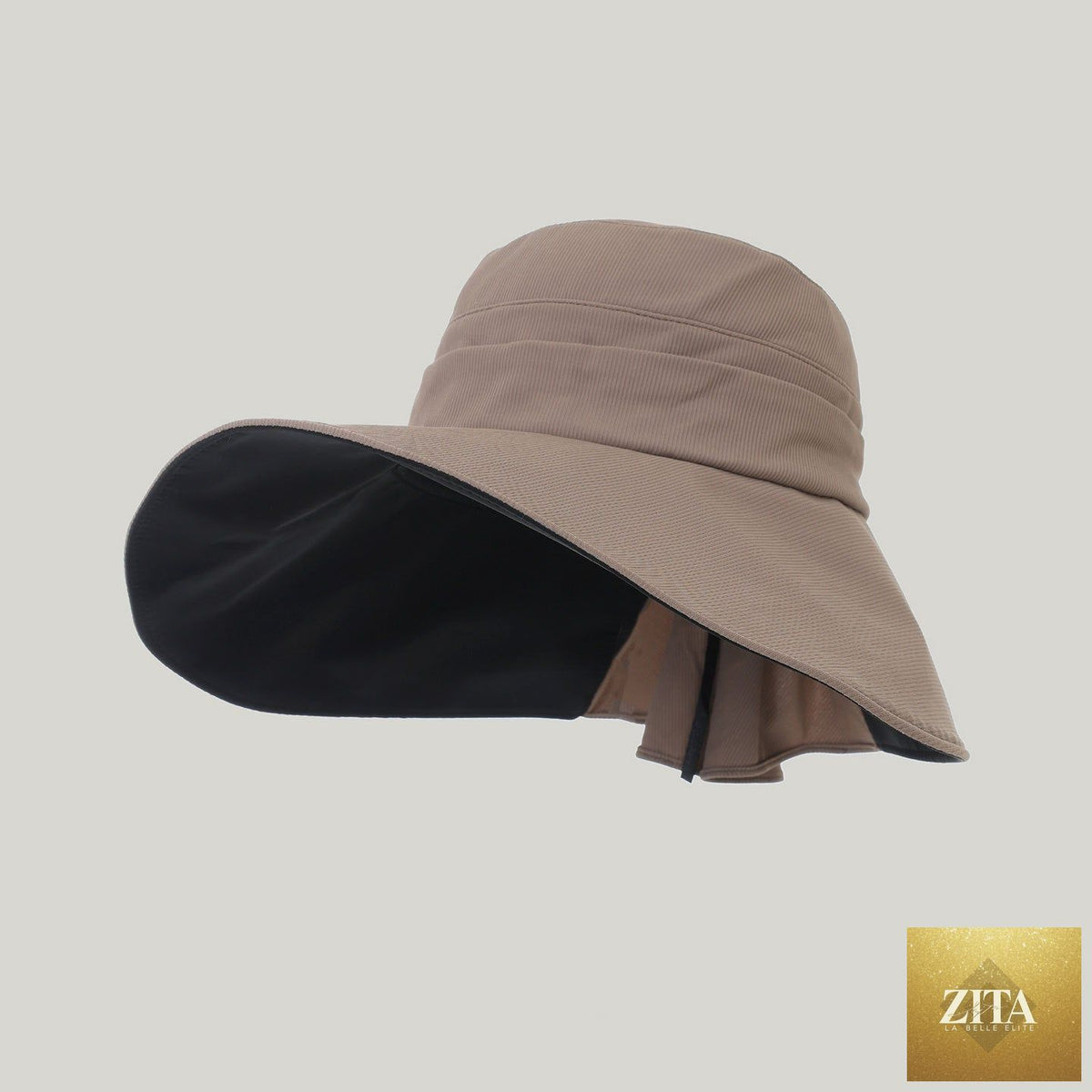 Women's wide-brim striped sun hat by Zita La Belle Elite, lightweight outdoor hat with UV protection and stylish design.