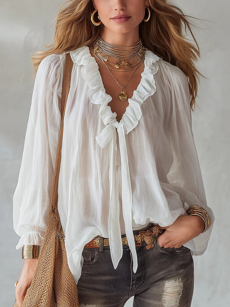 FitiqueFit V-Neck loose-fit casual shirt top in no-iron fabric, displayed in multiple colors, relaxed fit, and soft fabric.