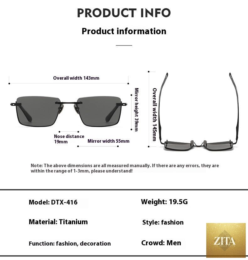 Pure titanium polarized sunglasses with retro British style, featuring classic eye wear design and tinted lenses by FitiqueFit.
