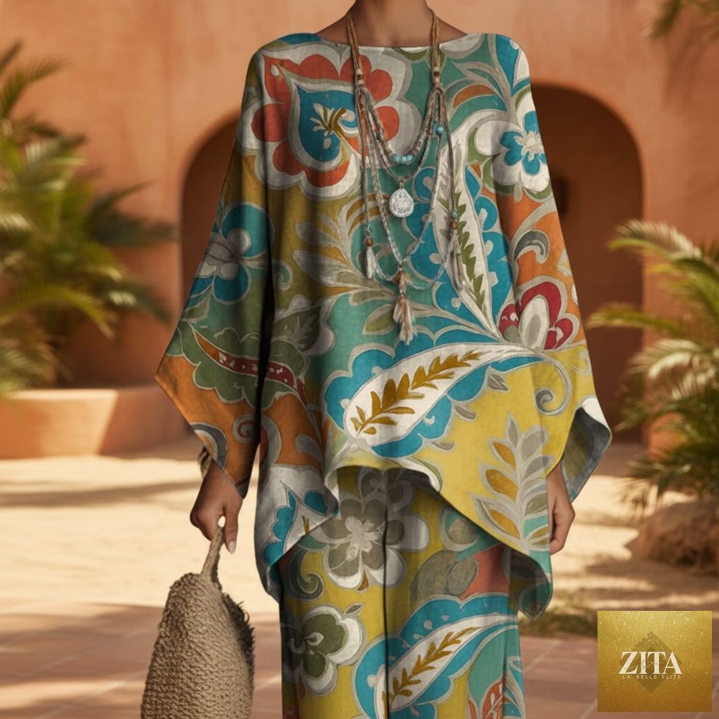Women's colorful print casual dress by Zita La Belle Elite, featuring vibrant patterns and a relaxed fit.