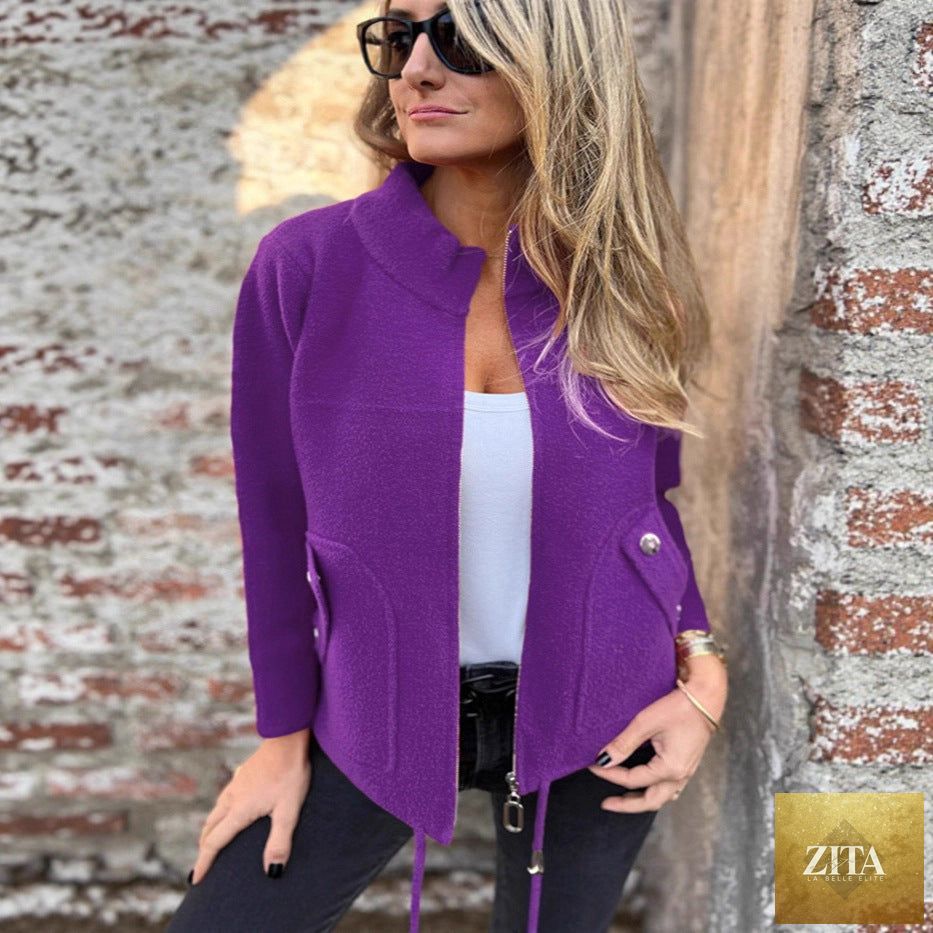 Women's professional blazer suit with lapel jacket in multiple colors, featuring tailored fit and classic design by Social Buzz eSIMs.