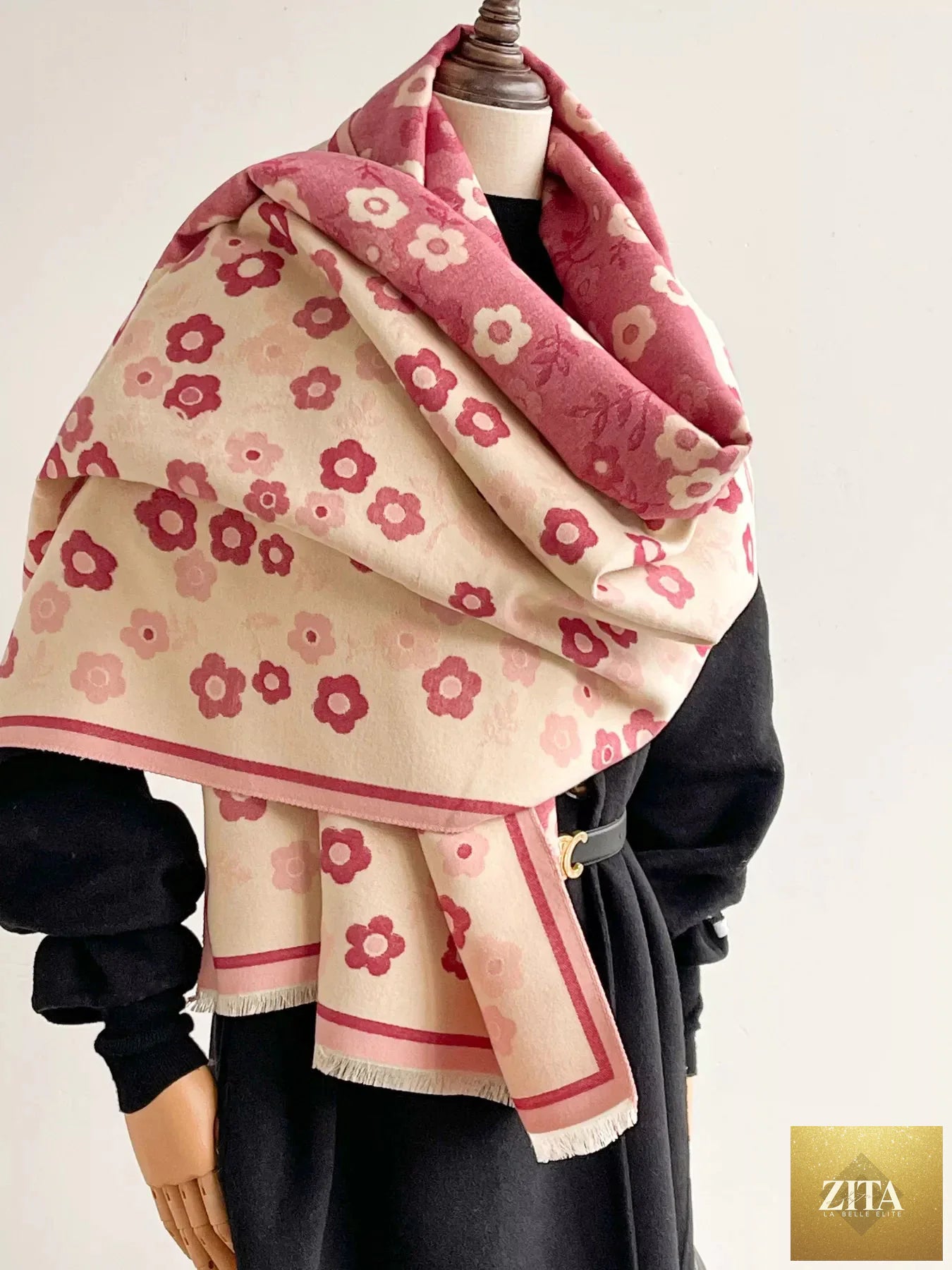 Floral Print Warm Winter Scarf