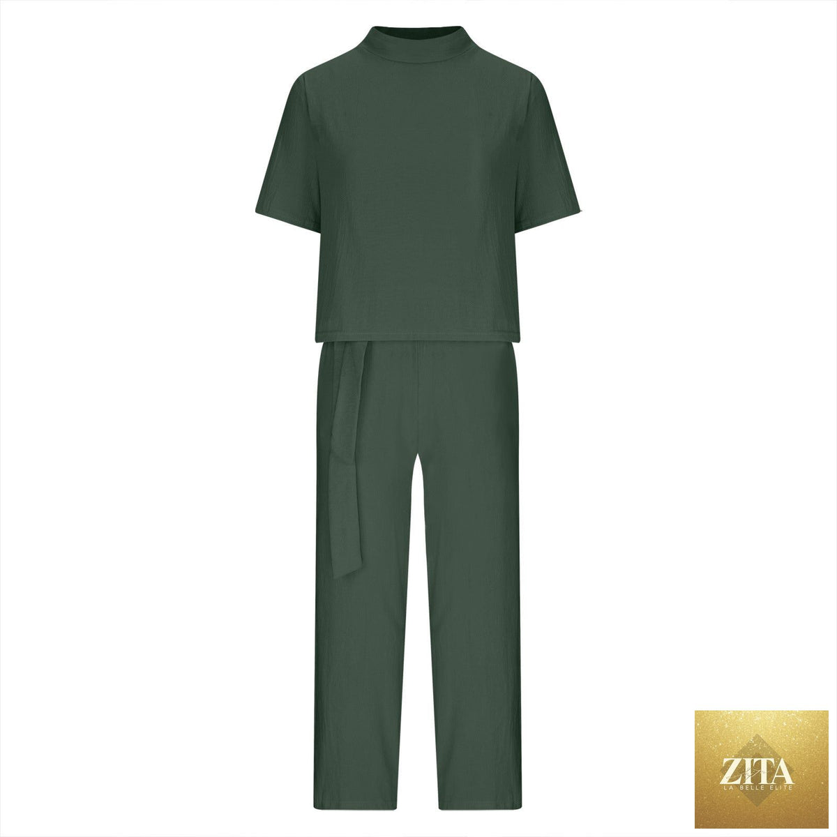 Zita La Belle Elite activewear two-piece set with round-neck 3/4 sleeve top and matching pants in multiple colors, size S to XXL.