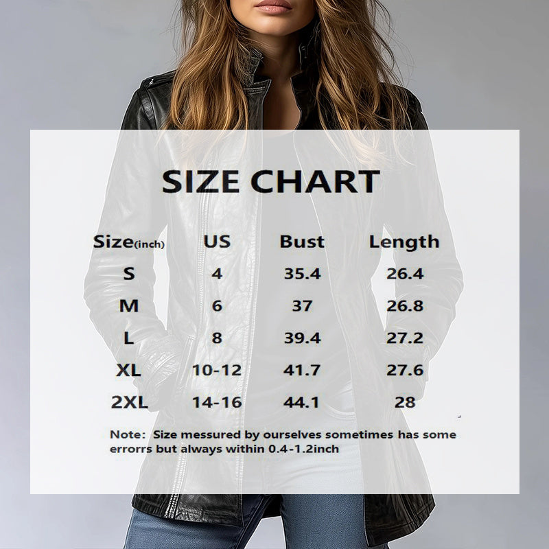 Vintage style PU leather jacket by FitiqueFit, mid-length open cardigan with pockets, featuring a classic leather coat design.