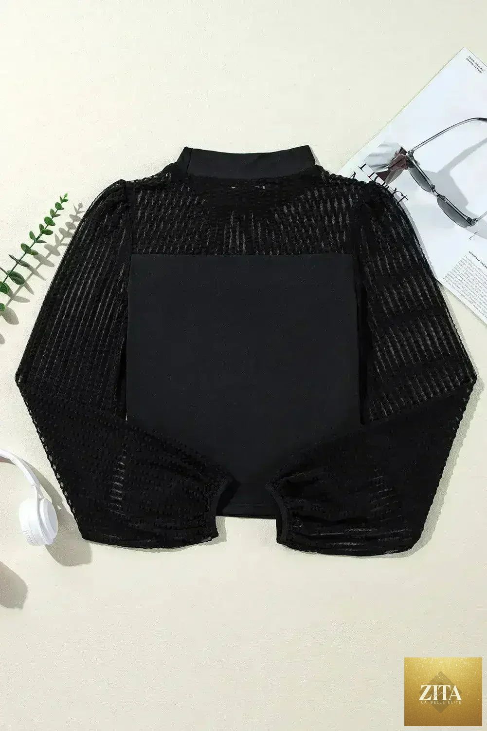 Femstylo mock neck long sleeve blouse, stylish and trendy tops with a fitted design and classic neckline, perfect for casual or formal wear.
