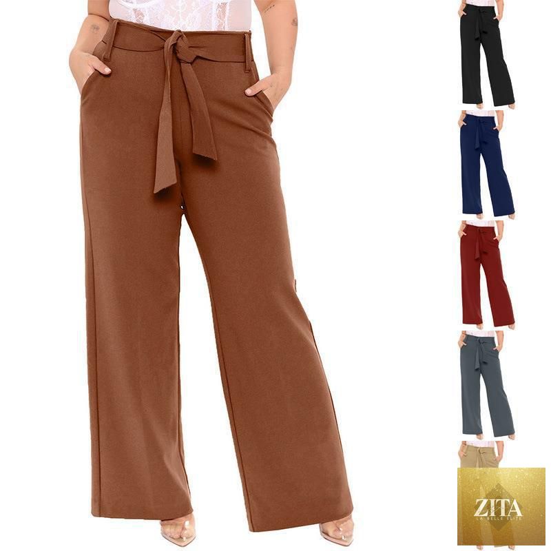 Women's casual solid-color pants from My Store, stylish and comfortable for everyday wear, shown in a relaxed fit.