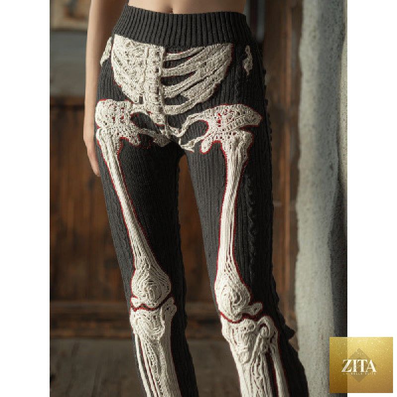 Womens All-Match Fashionable Printed Knitted Leggings