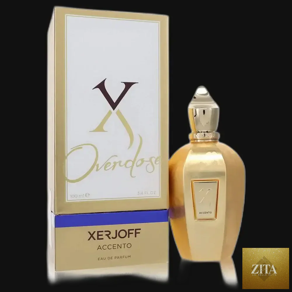 Unisex Accento Overdose perfume spray by Xerjoff in a 3.4 oz bottle, designed for a luxurious, sophisticated scent.