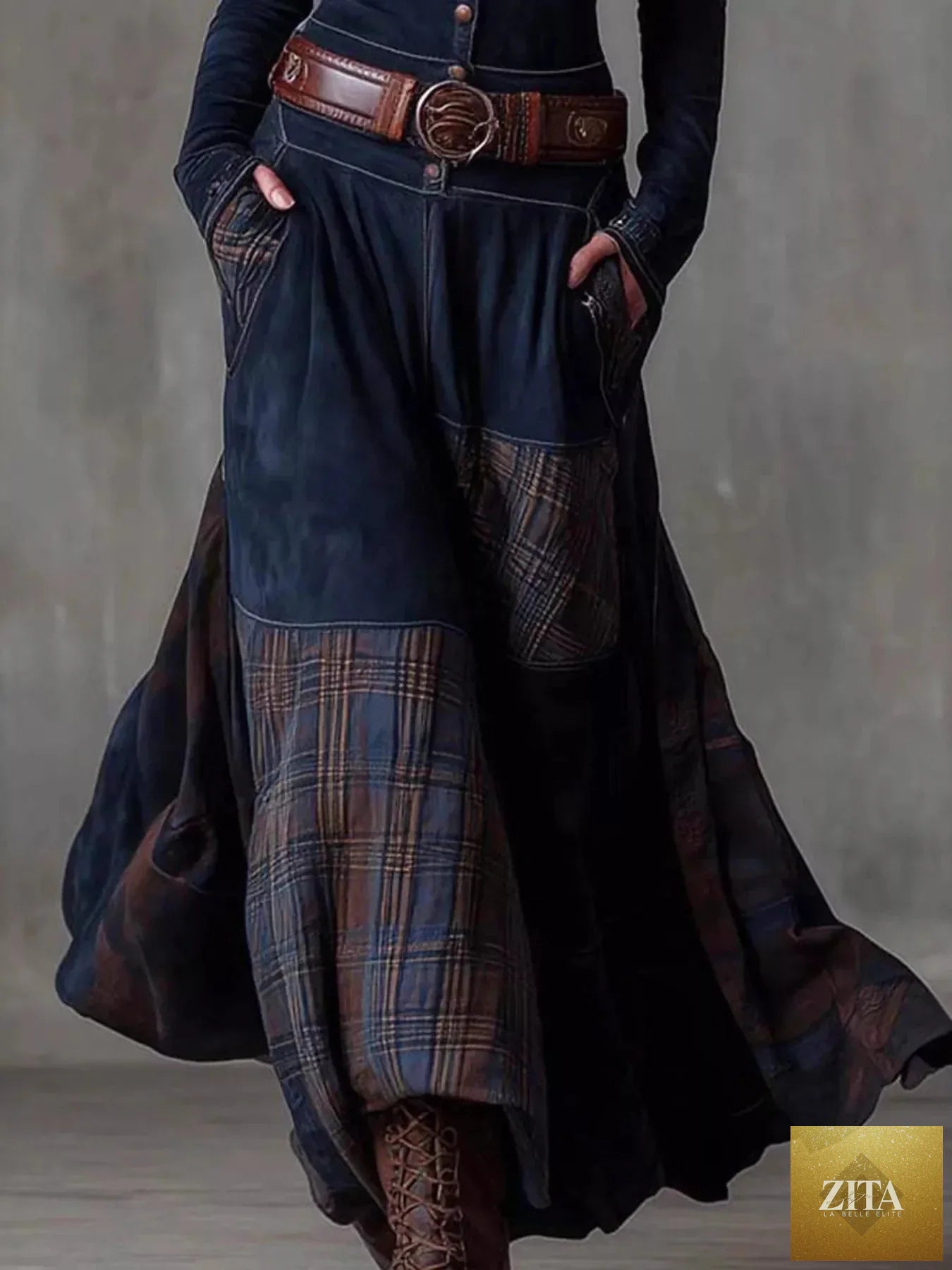 Plaid button-front long sleeve dress from Shopiebay showing a classic checkered pattern and a flattering fit.